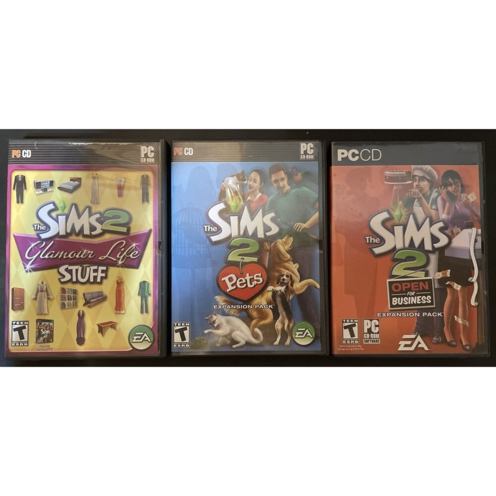 The Sims 2 PC Lot of 3 – Open for Business & Pets Expansion, Glamour Life